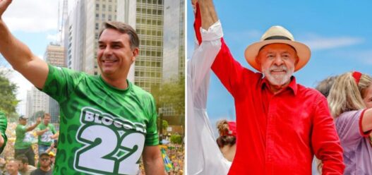 Lula e Flávio Bolsonaro realizam seus últimos atos antes da eleição neste domingo